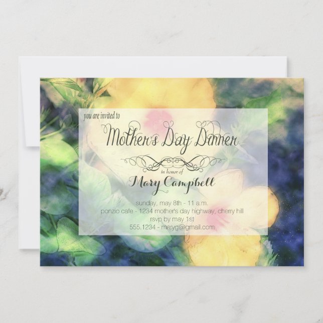 Yellow Flower Mother's Day Dinner Invitation (Front)