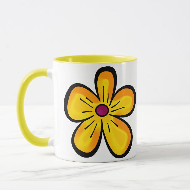 Yellow flower motif mug (Left)