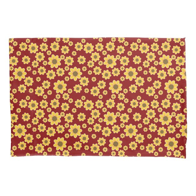 Yellow Flower Motif | Yellow Daisy Pattern Pillow Case (Front)