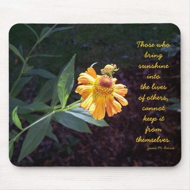 Yellow flower mousepad with James Barrie quote (Front)