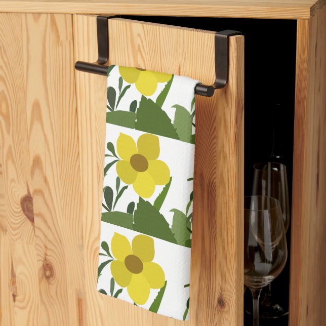 Yellow Flower Nature Pattern Kitchen Towel (Thirds Fold)