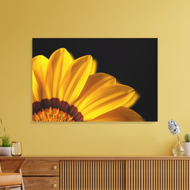 Yellow flower on  black background canvas print (Insitu(LivingRoom))
