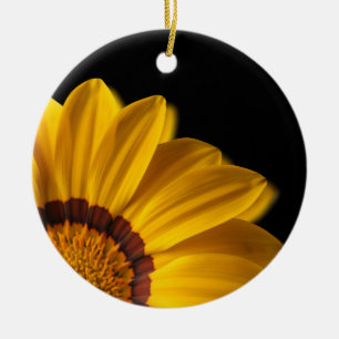 Yellow flower on black background ceramic ornament