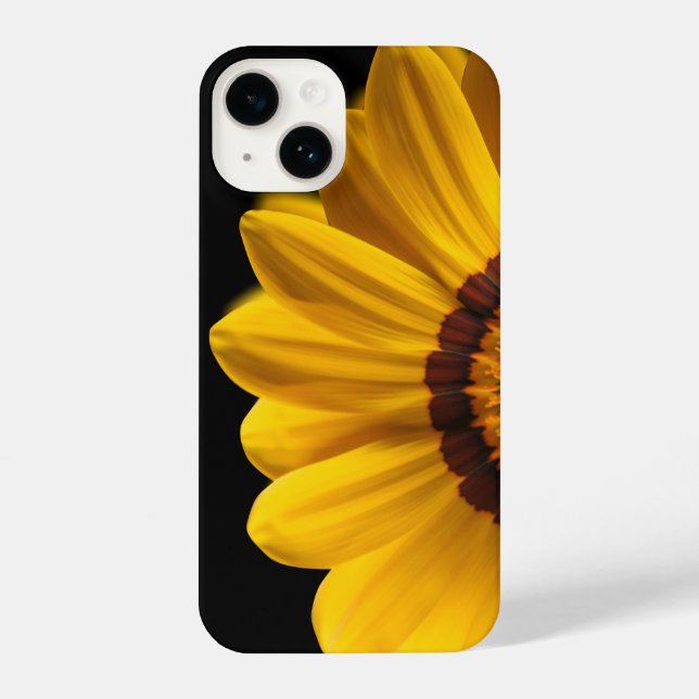 Yellow flower on  black background iPhone case (Back)