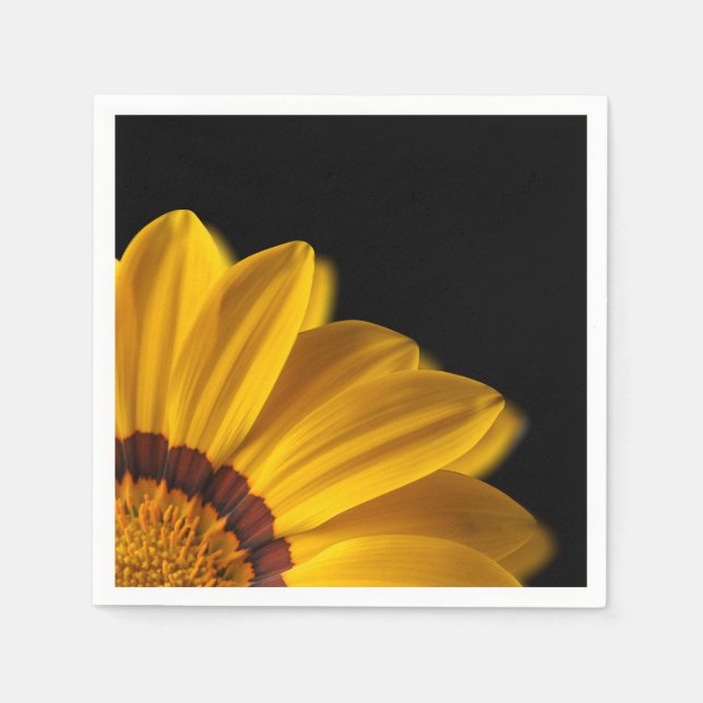 Yellow flower on  black background napkins (Front)