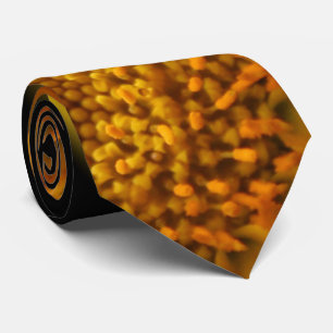 Yellow flower on black background neck tie