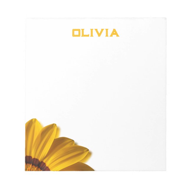 Yellow flower on  black background notepad (Front)