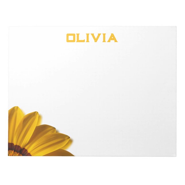 Yellow flower on  black background notepad (Front)