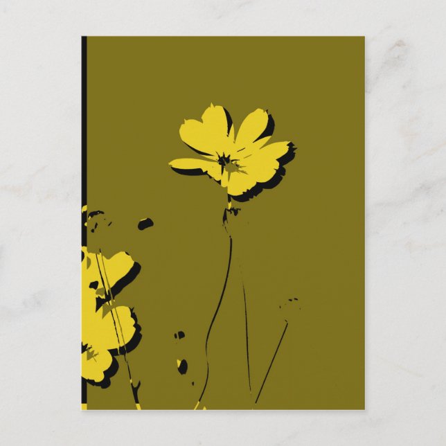 Yellow Flower on Green Background - Fine art Postcard (Front)