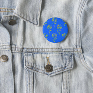 Yellow Flower Outline In A Blue Background Button