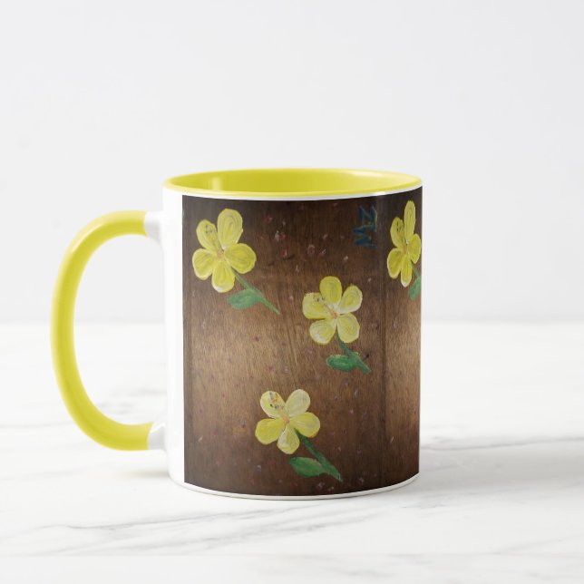 yellow flower painting mug (Left)