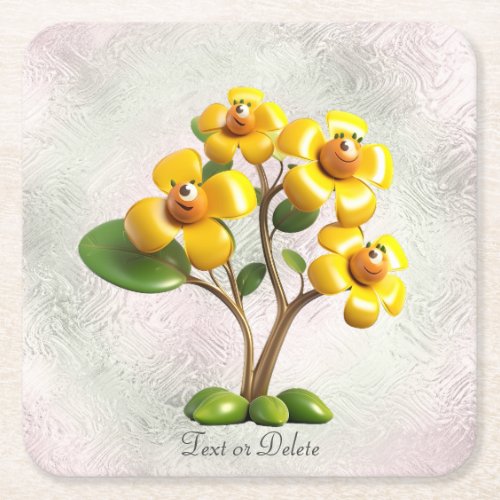 Yellow Flower Paper Coaster