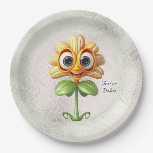 Yellow Flower Paper Plate