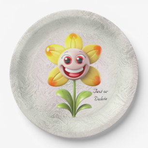 Yellow Flower Paper Plate