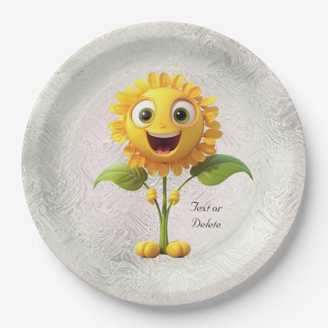Yellow Flower Paper Plate (Front)