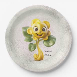 Yellow Flower Paper Plate