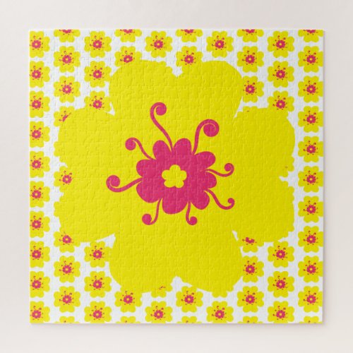 Yellow Flower Pattern Frustrating Jigsaw Puzzle