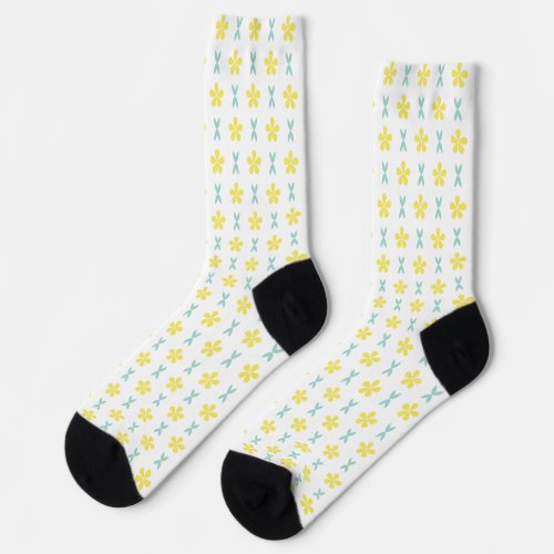 Yellow Flower Patterned Sock
