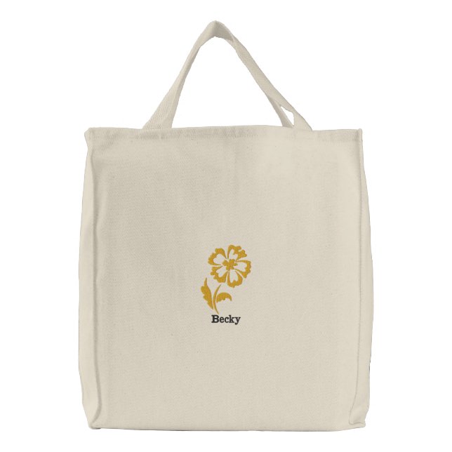 Yellow Flower Personalized Embroidered Bag (Front)
