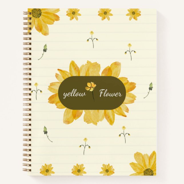 Yellow Flower Personalized Notebook (Front)