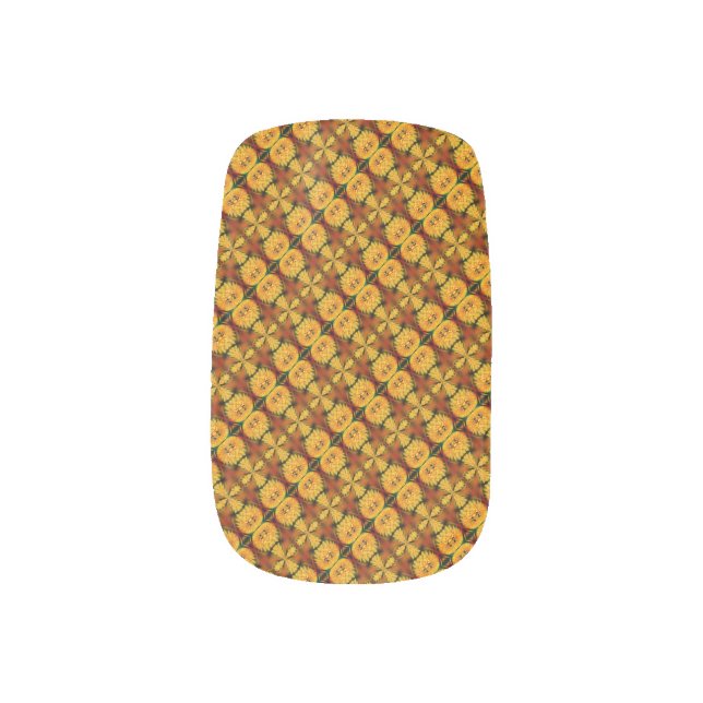 Yellow Flower Petals Abstract Minx Nail Art (Left Thumb)