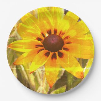 Yellow Flower Photo Paper Plates