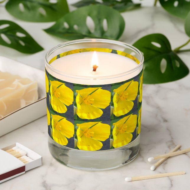 Yellow Flower Photo Scented Candle (Lit)