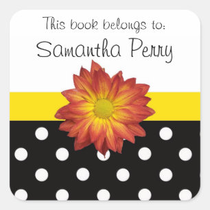 Yellow flower polka dot customizable stickers