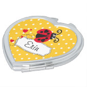 Yellow flower polka dots name ladybug mirror (Turned)