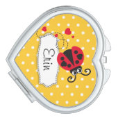 Yellow flower polka dots name ladybug mirror (Side)