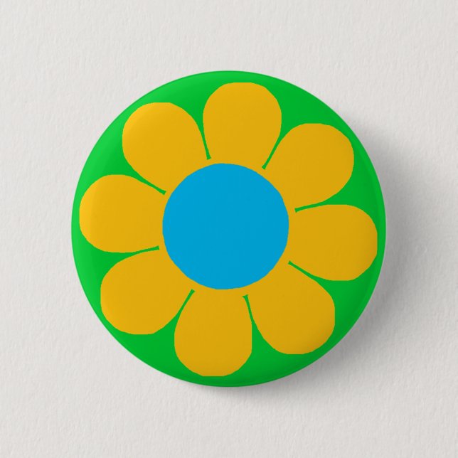 Yellow Flower Power Pinback Button (Front)