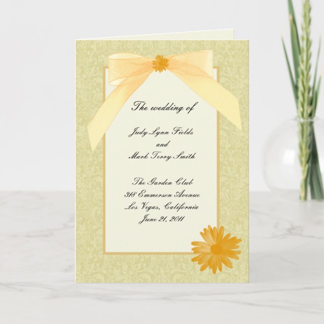 Yellow Flower Program Card (Front)