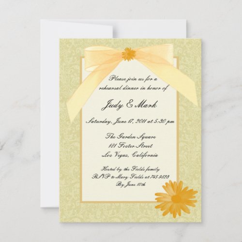 Yellow Flower Rehearsal Dinner Invitation