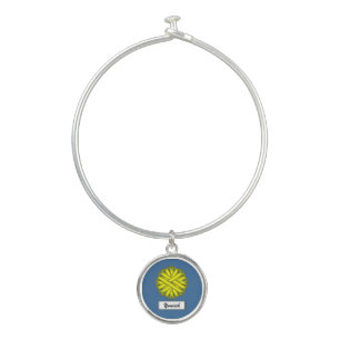 Yellow Flower Ribbon by Kenneth Yoncich Bangle Bracelet