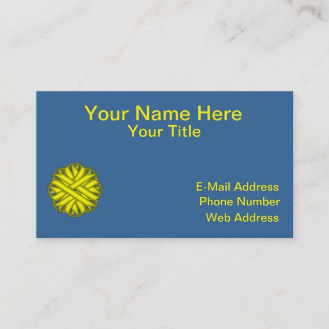 Yellow Flower Ribbon by Kenneth Yoncich Business Card (Front)