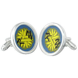 Yellow Flower Ribbon by Kenneth Yoncich Cufflinks