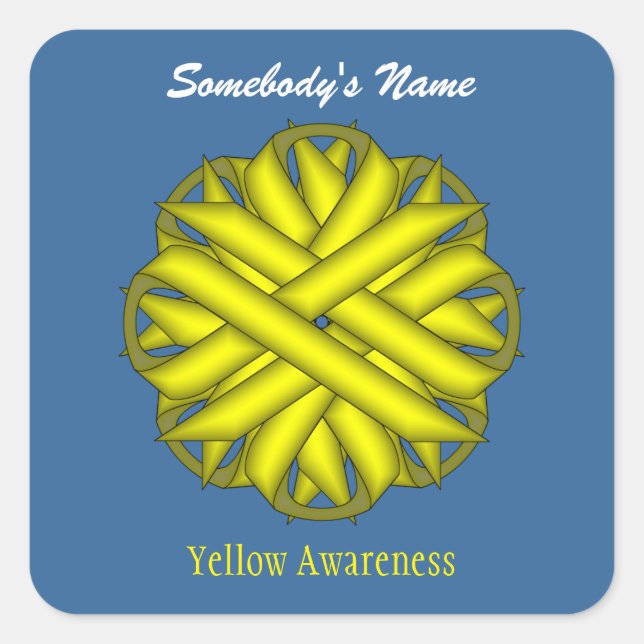 Yellow Flower Ribbon by Kenneth Yoncich Square Sticker (Front)