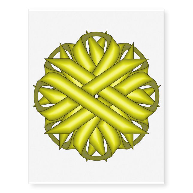 Yellow Flower Ribbon by Kenneth Yoncich Temporary Tattoos (Front)
