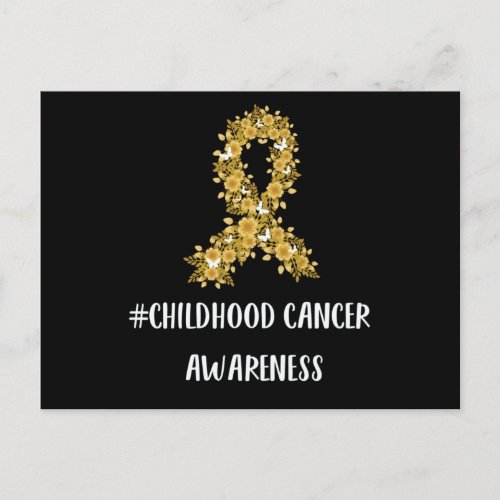 Yellow Flower Ribbon Childhood Cancer Awareness Announcement Postcard