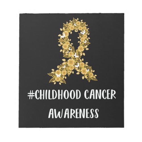 Yellow Flower Ribbon Childhood Cancer Awareness Notepad