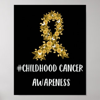 Yellow Flower Ribbon Childhood Cancer Awareness Poster