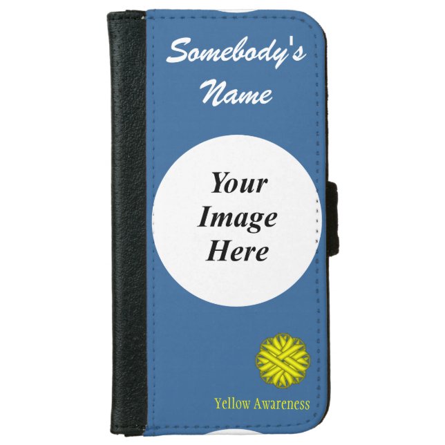 Yellow Flower Ribbon Template by Kenneth Yoncich iPhone Wallet Case (Front)