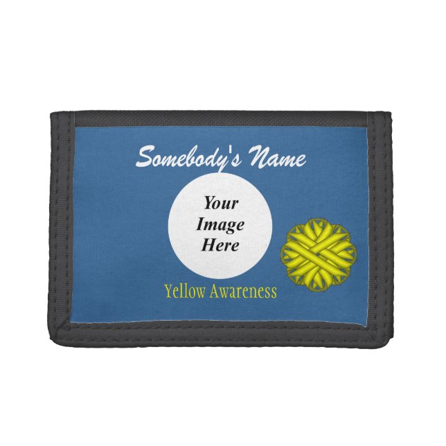 Yellow Flower Ribbon Template by Kenneth Yoncich Tri-fold Wallet (Front)