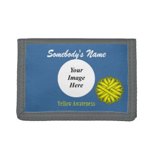 Yellow Flower Ribbon Template by Kenneth Yoncich Trifold Wallet