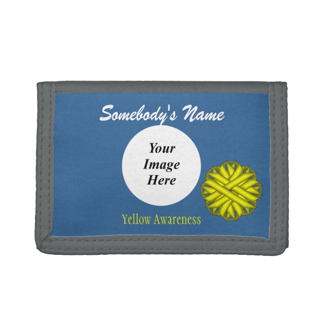 Yellow Flower Ribbon Template by Kenneth Yoncich Trifold Wallet (Front)