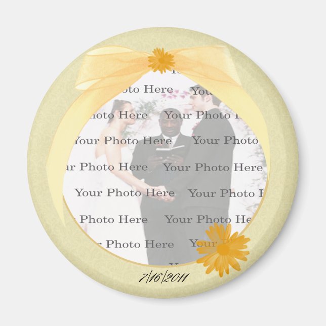 Yellow Flower Round Photo Magnet (Front)