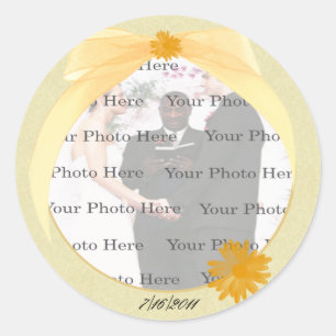 Yellow Flower Round Photo Stickers