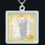 Yellow Flower Silver Square Photo Necklace<br><div class="desc">Personalize this pretty necklace to have as wedding favors at your wedding reception or to have one yourself as a remembrance of your special day. This necklace is also the perfect gift for the bride at her bridal shower. Personalize by adding your photo, and changing the text in the fields...</div>