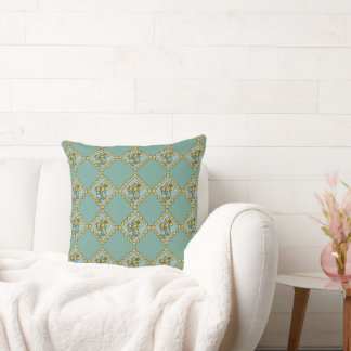 Yellow flower stamp pattern throw pillow