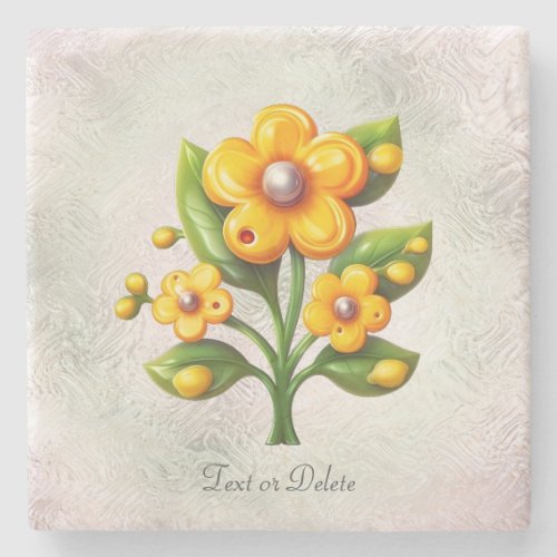 Yellow Flower Stone Coaster